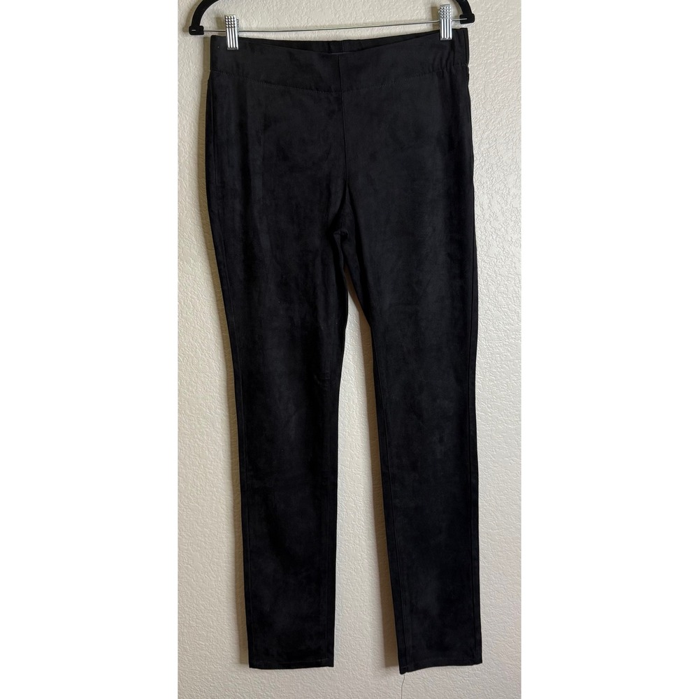 NYDJ Womens 6 Long Ami Skinny Faux Suede Leggings Black Lift Tuck Technology